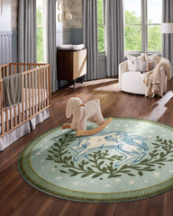 Woodland Wanderer Unicorn Green Rug
