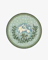 Woodland Wanderer Unicorn Green Rug