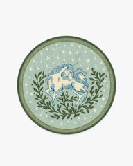 Woodland Wanderer Unicorn Green Rug