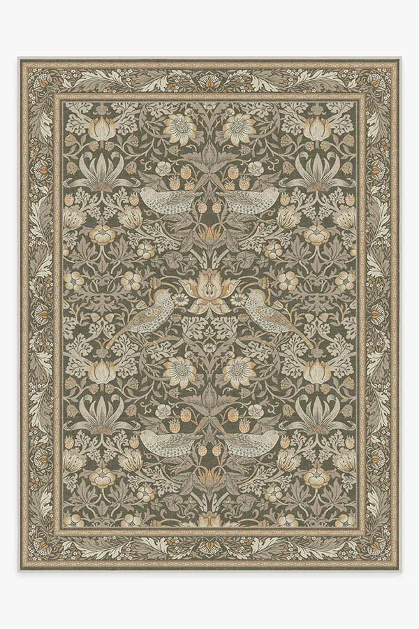 Strawberry Thief Stone Gold Rug by Morris & Co.